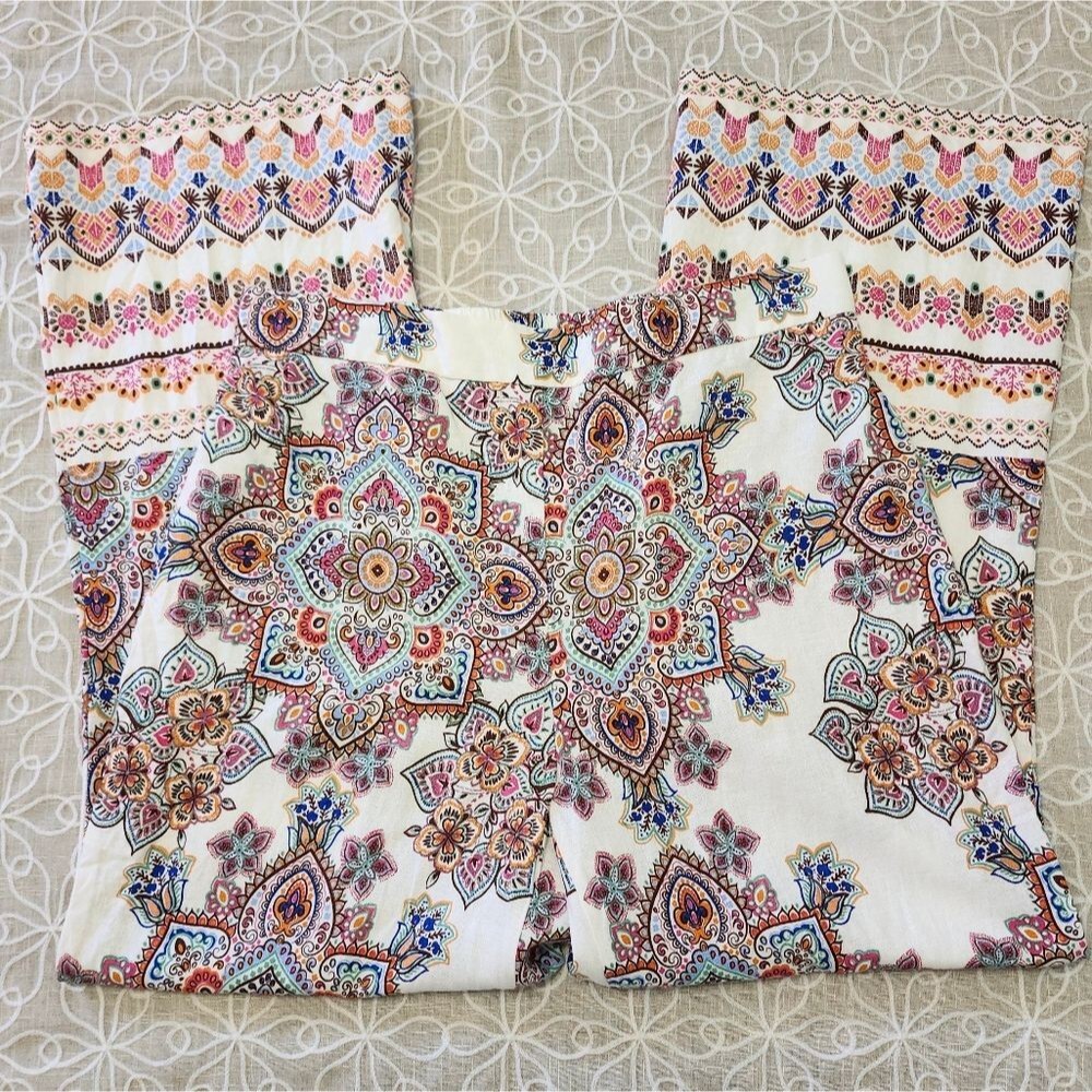 Rachel Zoe Multicolor Patterned Linen Blend High Waist Pants